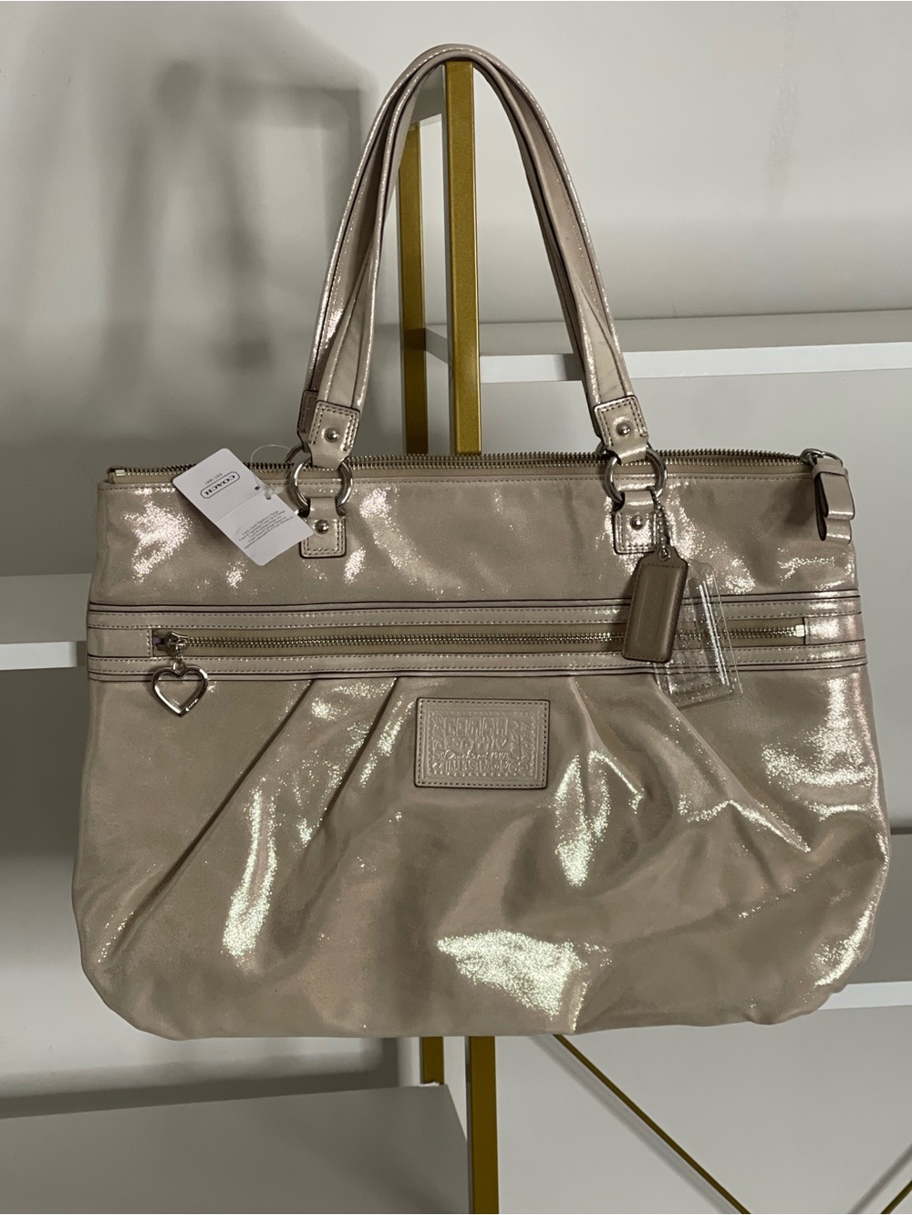 Coach Rare Metallic Champagne Poppy Tote